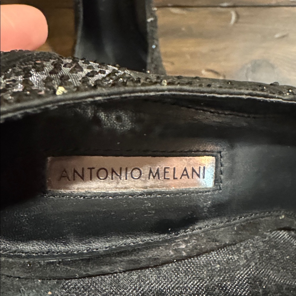 ANTONIO MELANI Black Pointed Toe Rhinestone Pumps-Size 10 - Picture 2 of 9